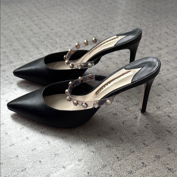 Sophia Webster Elegant Black Women's Shoes with Gemstone Accents size 37